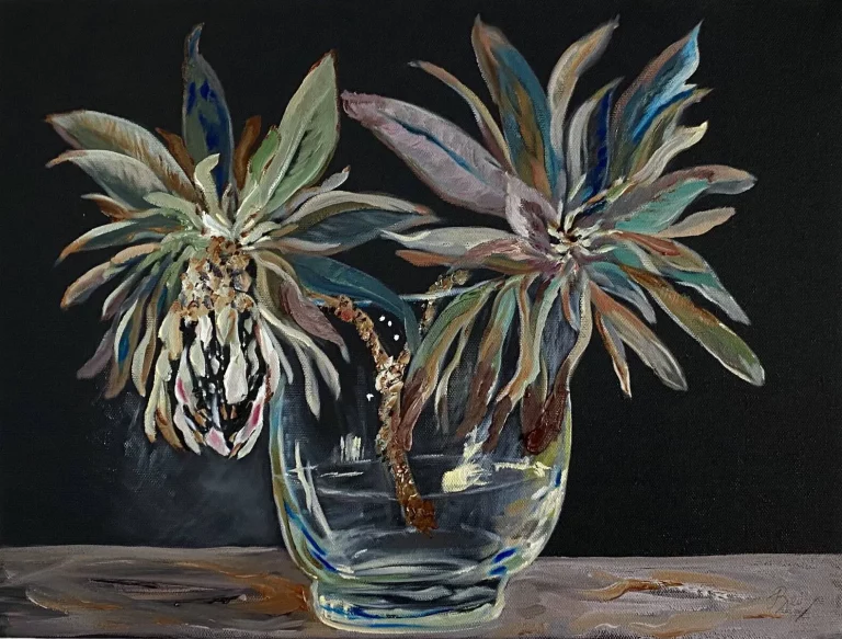 Oil_painting_of_2_Protea_in_vase-8623665