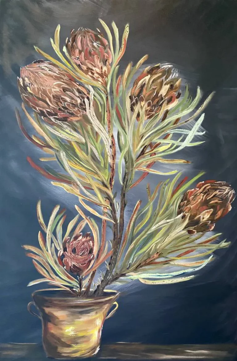 Oil_painting_of_Protea_in_copper_vase-8623666